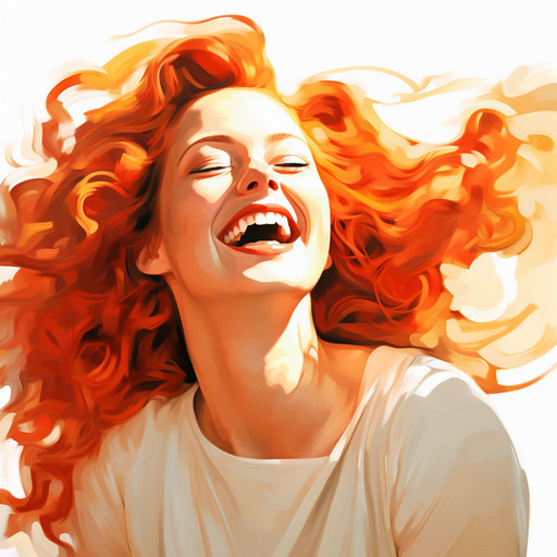 Laughing clipart in the style of an oil painting