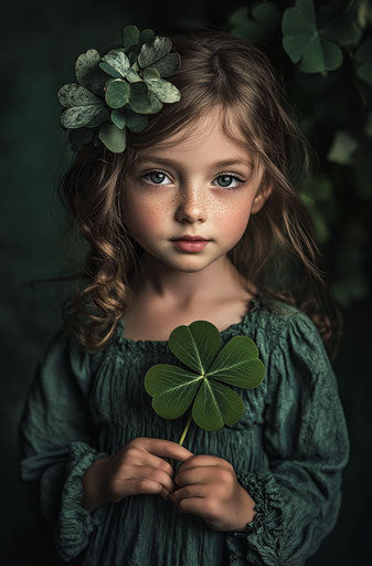 Four-leaf clover, dark green background, hyper-realistic photography 29:44