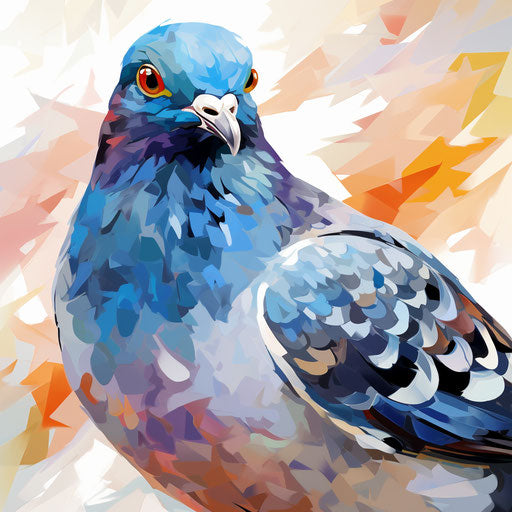 Pigeon illustration in the style of oil painting, on white background