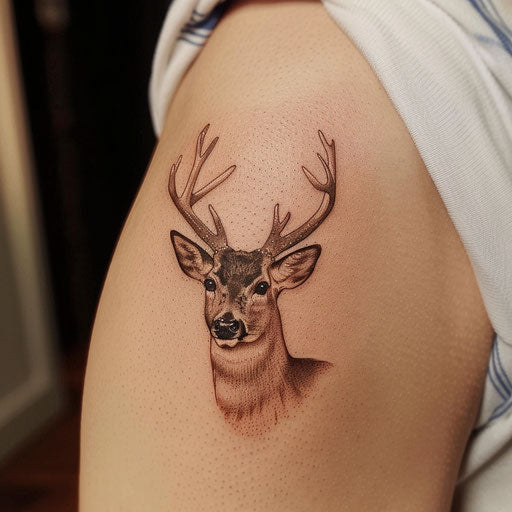 Realistic shaded deer tattoo, fur texture