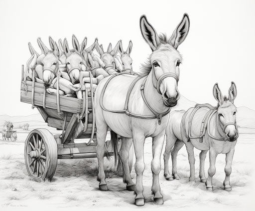 Captivating precisionist style donkey coloring pages