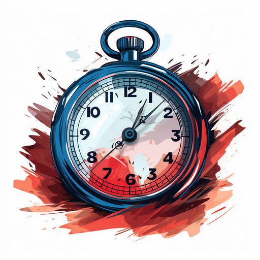 Stopwatch illustration in the style of Chiaroscuro Art, on white background