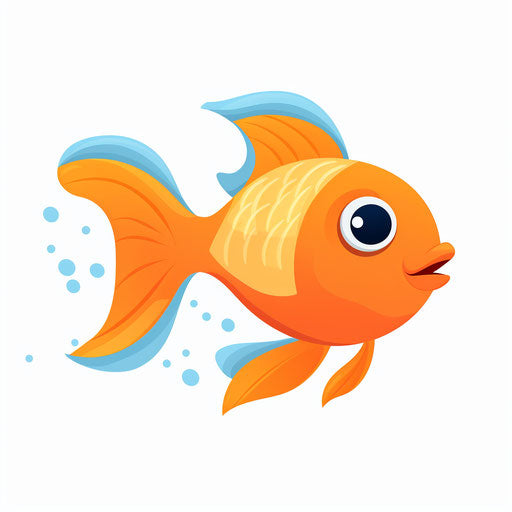 Cartoon fish in Minimalist style on white background