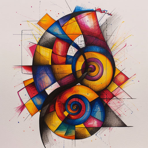 Abstract Fibonacci pattern with vivid geometric shapes