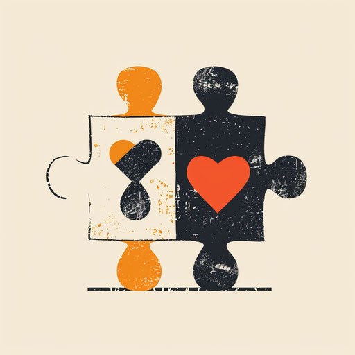 Connected puzzle pieces with heart