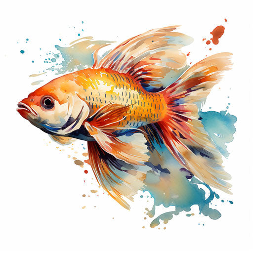Fish clipart in the style of Oil painting, on a white background