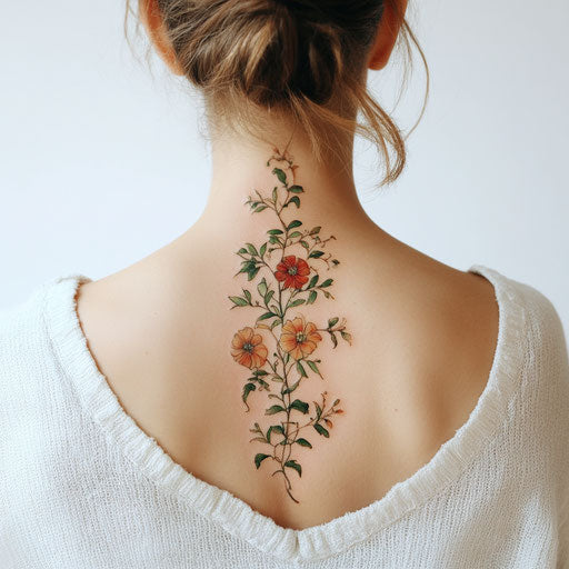 Elegant tattoos showcasing a delicate floral vine