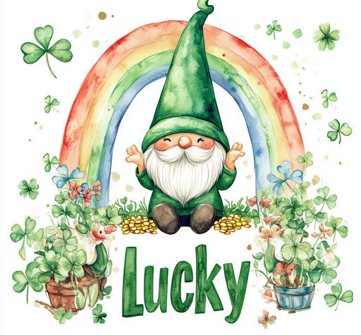 St. Patrick's Day, Gnomes with rainbow and pot of gold