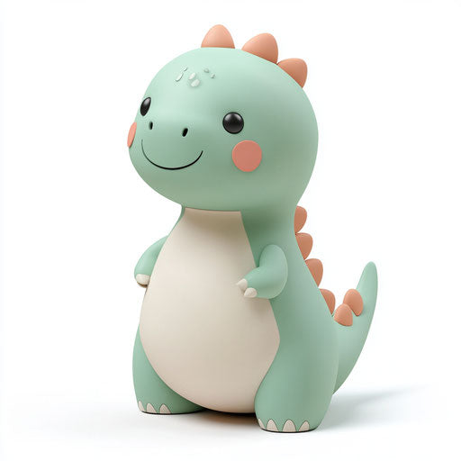 3D dinosaur on flat white background, isolated clipart