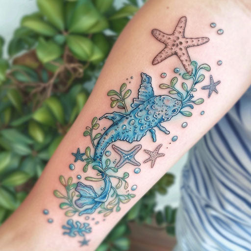 Ocean-themed vine tattoo design