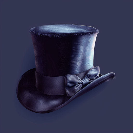 Realistic top hat on flat indigo background