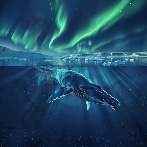 Majestic blue whale in the clear waters of the Arctic