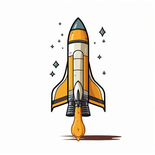 Rocket ship in Chiaroscuro Art style on white background