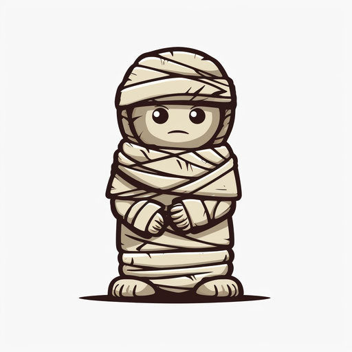 Minimalist mummy illustration on white background