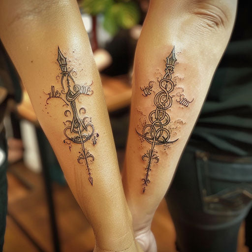 Best friend tattoos in Elvish script à la Peter Jackson