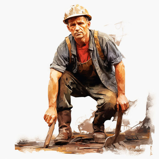Worker clipart in the style of Oil painting