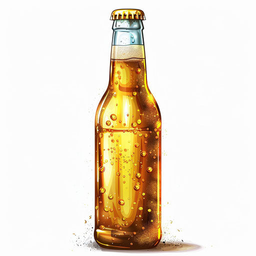 Realistic beer bottle clipart on flat white background