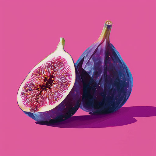 Fig clipart on bright magenta background with intense colors