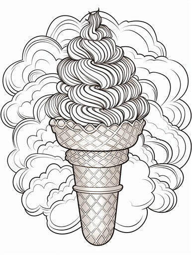 Silver and black light on an ice cream cone coloring page