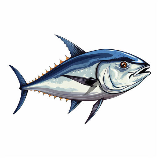 Tuna artwork in the chiaroscuro style, on white background