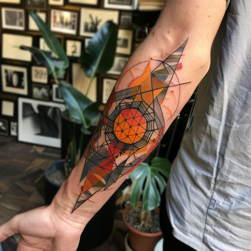 Forearm tattoo with a geometric design
