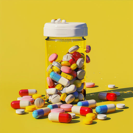 Medication illustration on a vivid chartreuse background