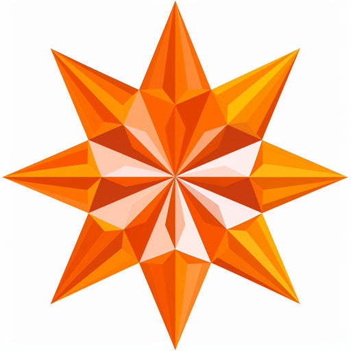 Orange star clipart icon, Bjarke Ingels style, spot metering, lightbox, natural symbolism, NYC explosion coverage