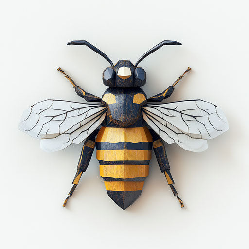 3D bee on white background in photo realistic style