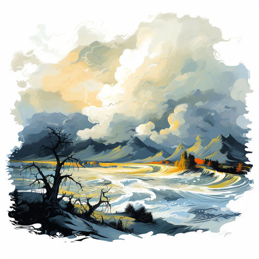 Storm clipart in the style of Oil painting, on a white background