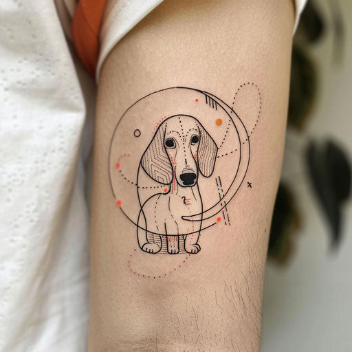 Tattoo sketch for dog with minimalist Dachshund