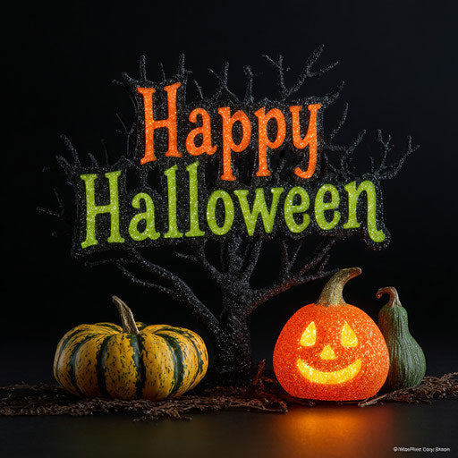 Glittery sign for a joyful Halloween celebration