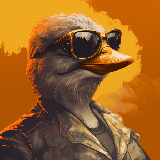 Duck smoking and wearing sunglasses in nintencore style