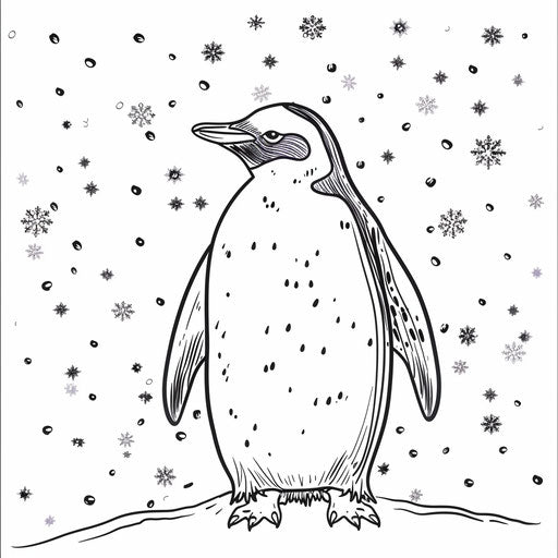 Simple polar bear on background of falling snowflakes