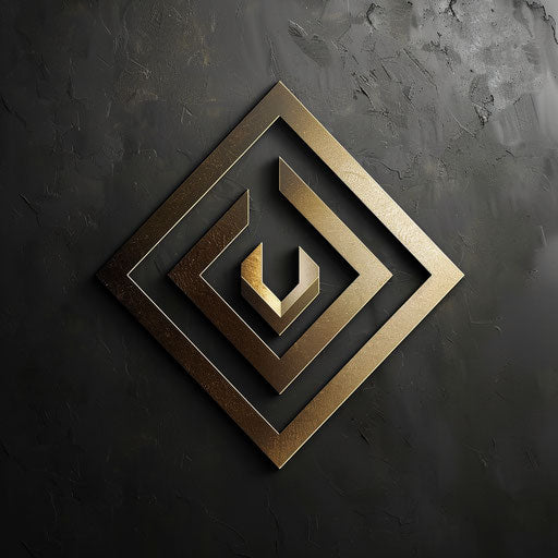 Modern restaurant logo with sleek lines and metallic background