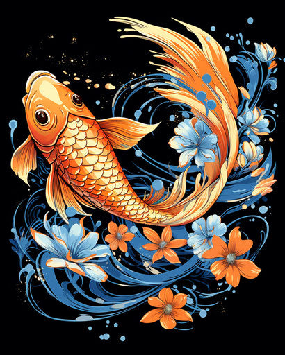 Koi Fish Tattoo for Women with Flowers