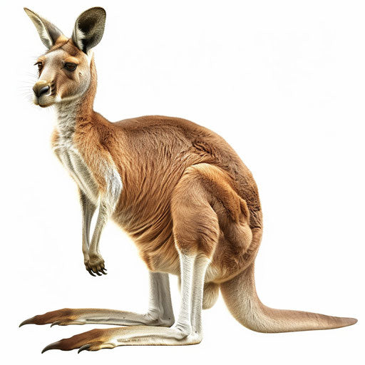 Realistic kangaroo clipart on flat white background
