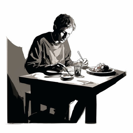 Chiaroscuro Art style, meal on white background