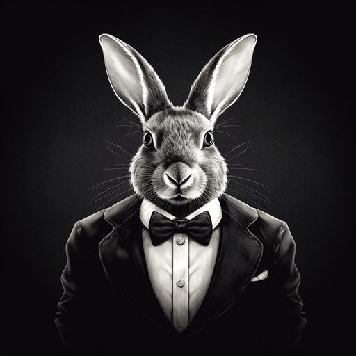 Rabbit with bow tie, gothicpunk graphic design poster art