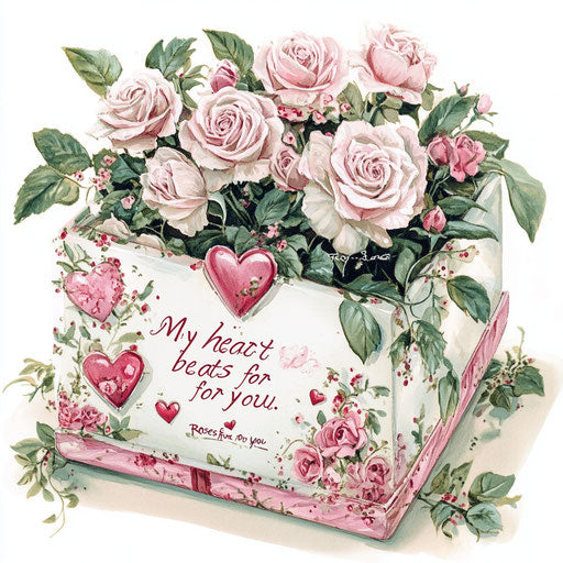 Heart for you: gift box decorated with roses and hearts