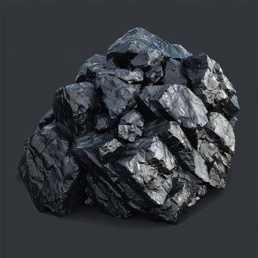 Coal clipart with flat blue background in photo realistic style