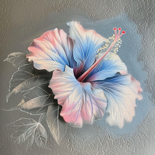 Charcoal drawing of hibiscus tattoo design