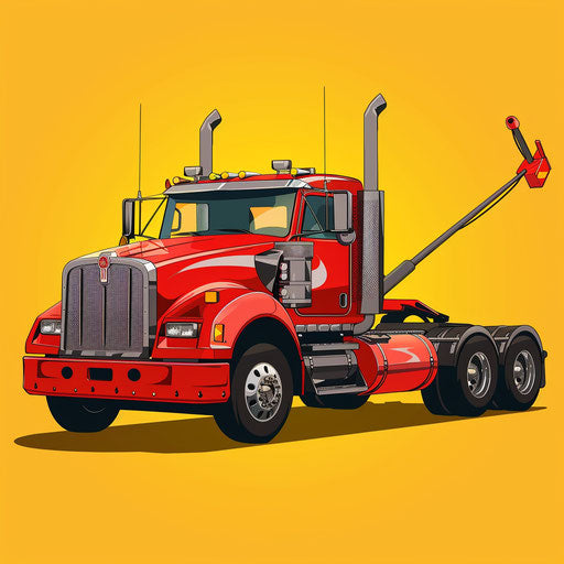 Tow truck illustration with flat random background