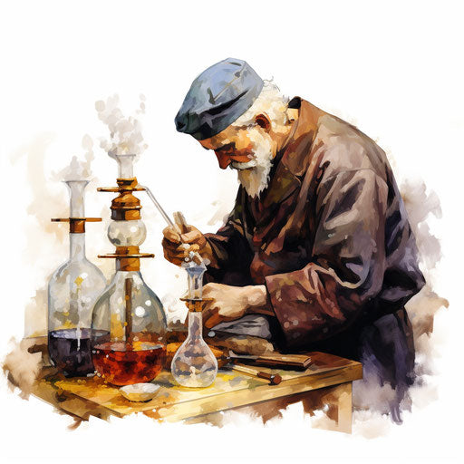 Research clipart in the style of oil painting on white background