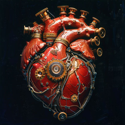 Biomechanical heart with gears and circuits