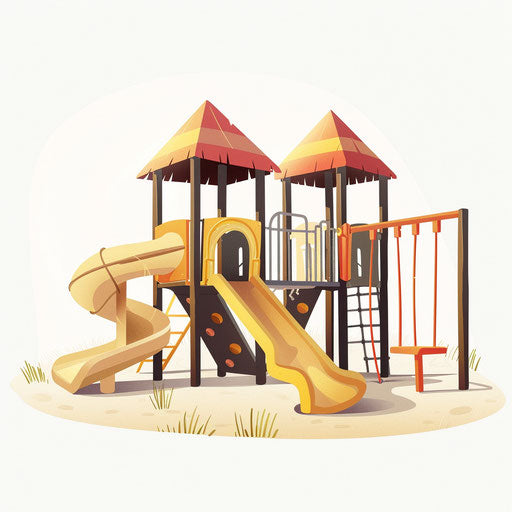 Realistic playground clipart on flat white background