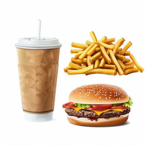 Photorealistic fast food clipart on flat white background