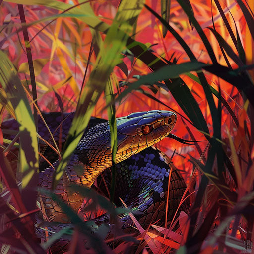 Black mamba in a vibrant grassland