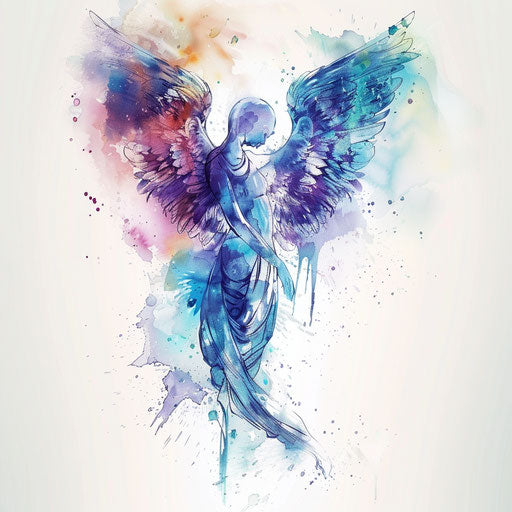Watercolor guardian angel tattoo