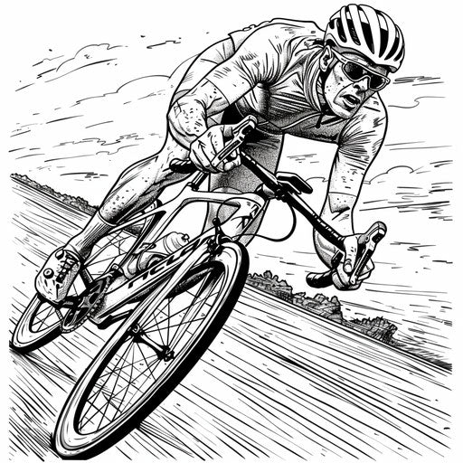Detailed illustration of a cyclist competing in a road race