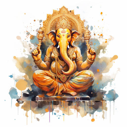 Vinayagar clipart in the style of Oil painting, on a white background